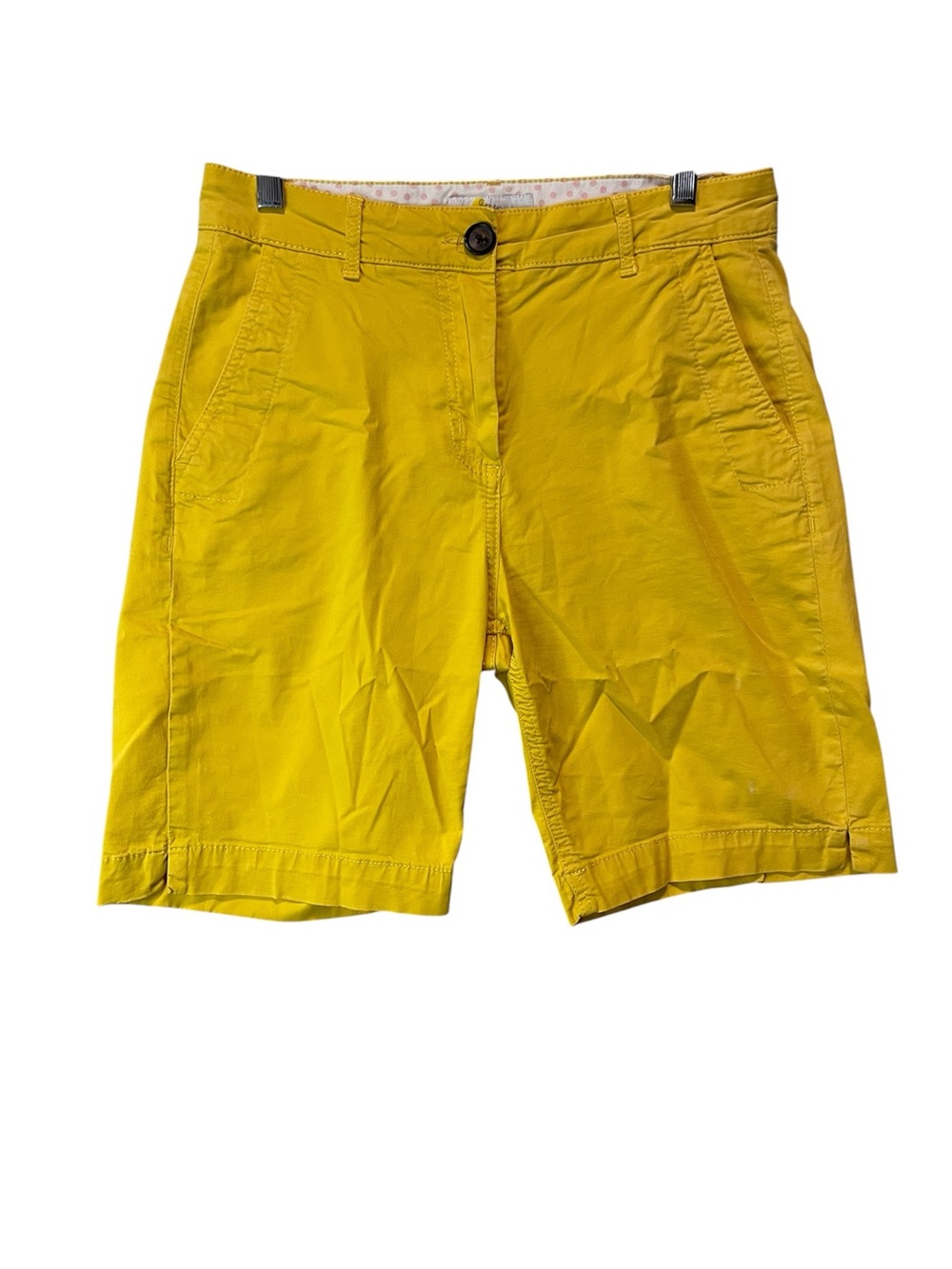 Boden Bright Yellow Flat-Front Cotton Shorts